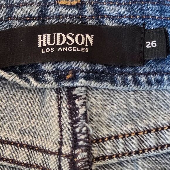 Hudson Womens Button Fly Distressed Raw Hem Sloane Denim Skirt Light Wash Sz 26 - Picture 3 of 11